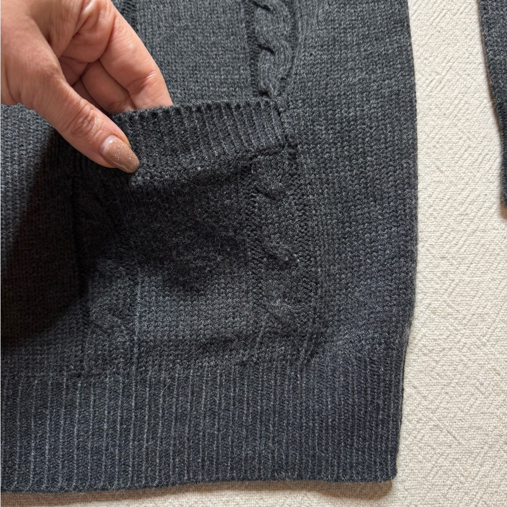 VTG 90s Jantzen Men’s Grey Cable Knit Vneck Cardigan Sweater L - Picture 4 of 7